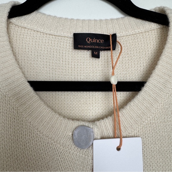 ✨ NWT! QUINCE Women's Mongolian Cashmere Structured Cardigan Sweater | Ivory | M - Picture 8 of 14
